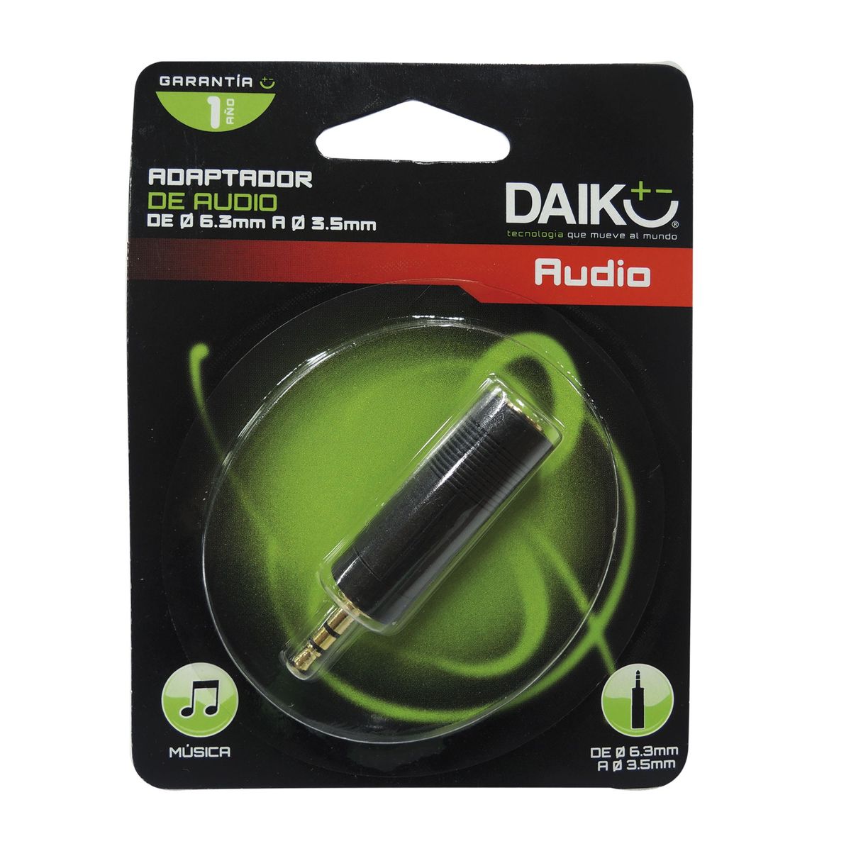 DAIRU - Adaptador Stereo 6.3 A 3.5 Mm