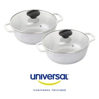 Caldero en Aluminio Fundido x2 Unidades de 14 cm 700ml con Tapa de Vidrio Universal