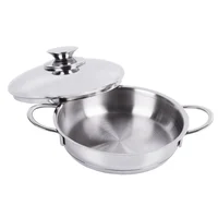 Cacerola de 16 cm 550ml en Acero Inoxidable con Asas y Tapa Apto para Inducción Just Home Collection