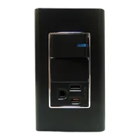 Toma P/T + Interruptor Sencillo Ornatto Negro