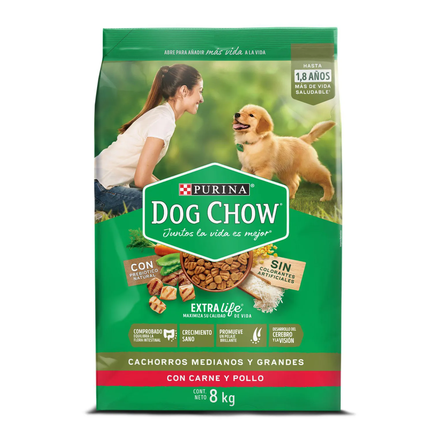 Comida Seca Para Perro Dog Chow Salud Visible Cachorros Medianos Y Grandes 8kg