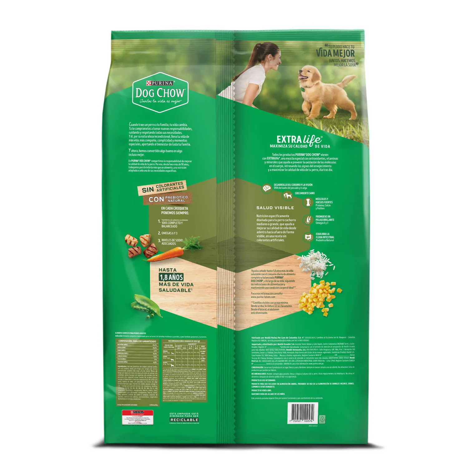 Comida Seca Para Perro Dog Chow Salud Visible Cachorros Medianos Y Grandes 8kg