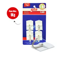 Gancho Adhesivo Perm Med Cuad Punta Metal X 4Und Fixser