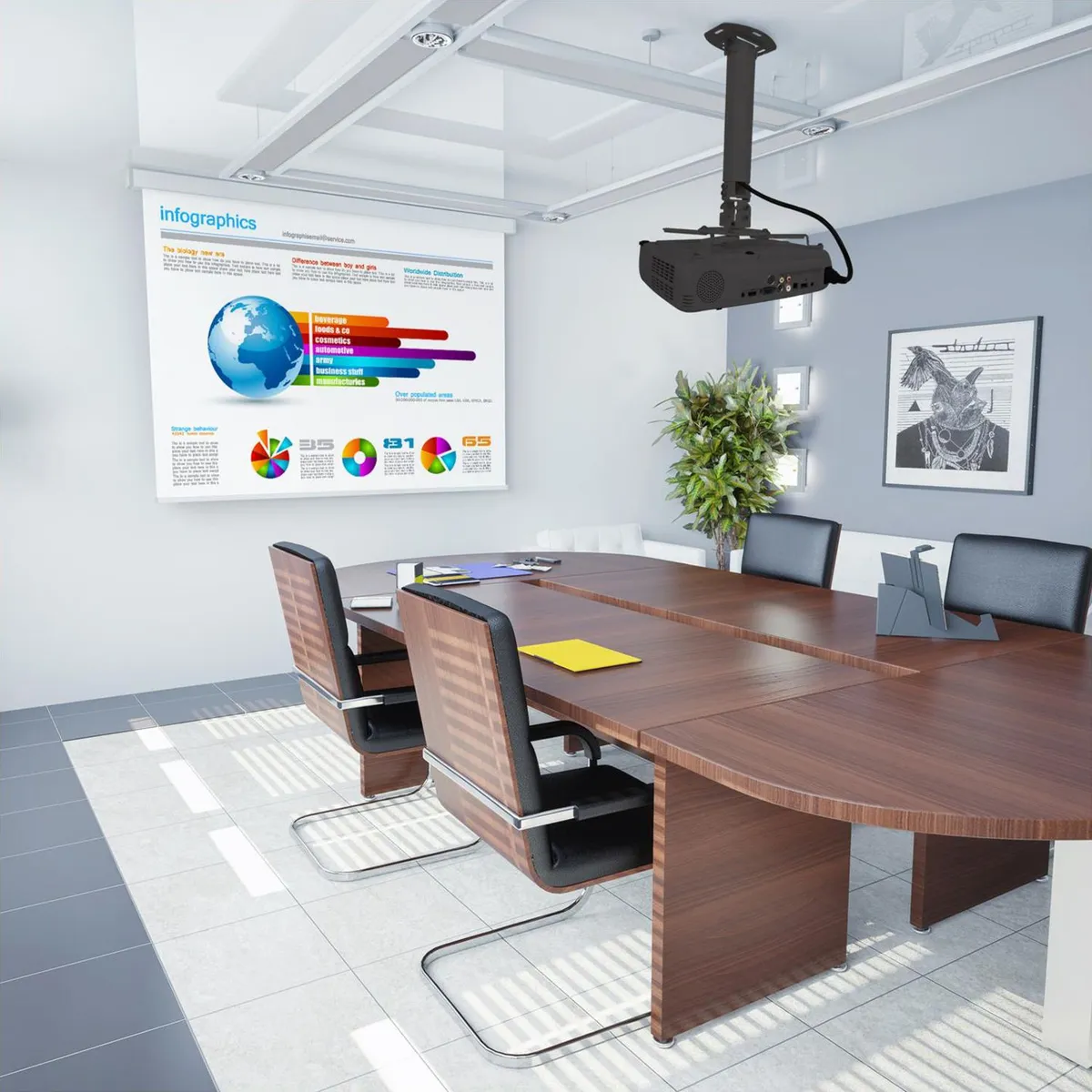 DAIRU - Soporte de Techo para Proyector Giratorio