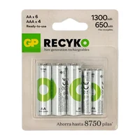 Pila Recargable Recyco 6Aa 1300 + 4Aaa 650