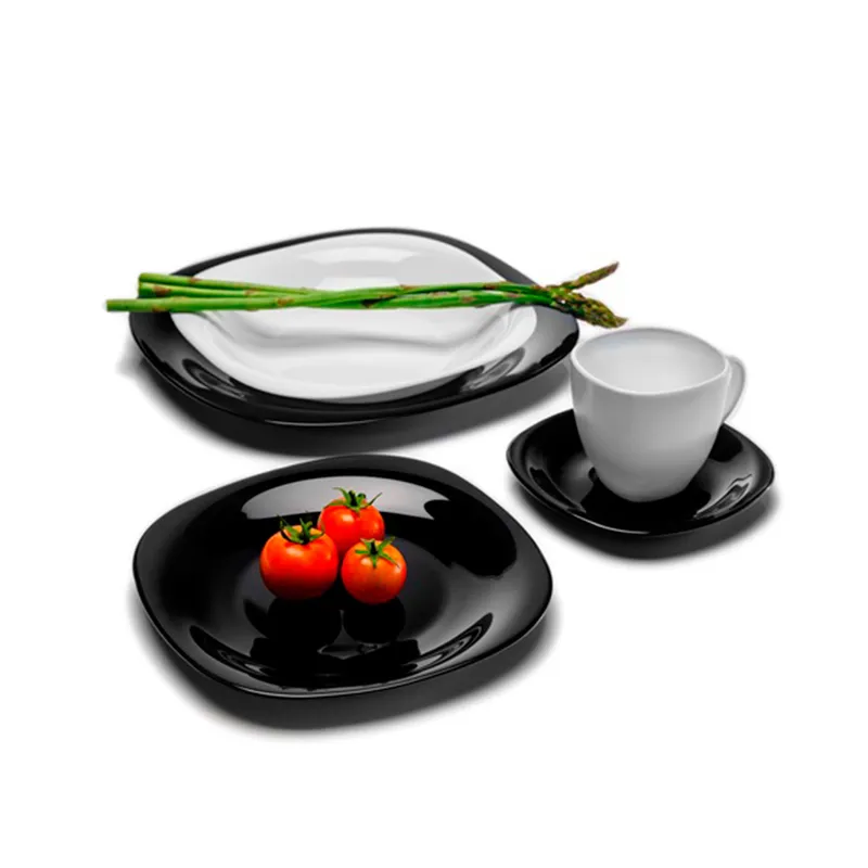 Vajilla Carine Blanco/Negro Puestos 20 Piezas LUMINARC