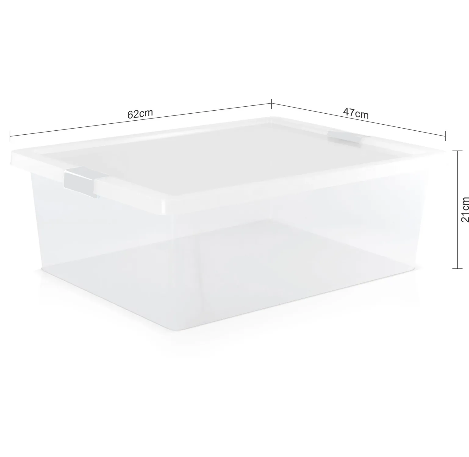 Caja Plástica Con Tapa 37lt  62X21X47.5 cm Transparente Estra 3