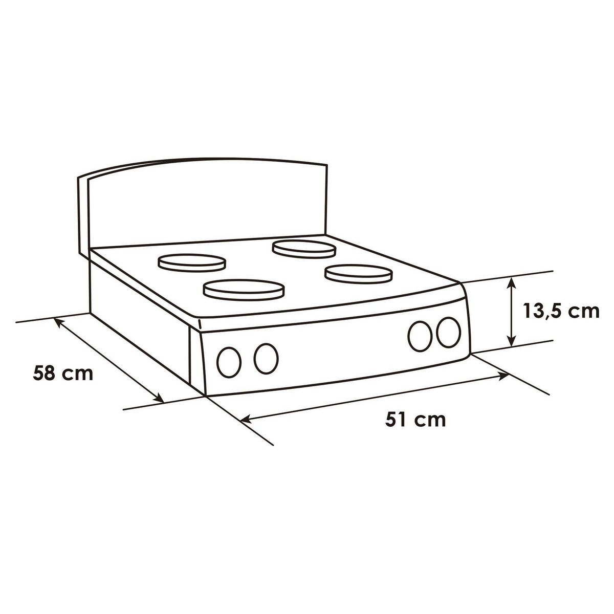 ABBA - Estufa de Sobremesa 50 cm 4 Puestos Negro SG 400-5N