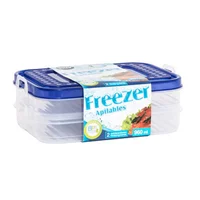 Set de 2 Recipientes Herméticos Rectangular 960ml Transparente Freezer KW