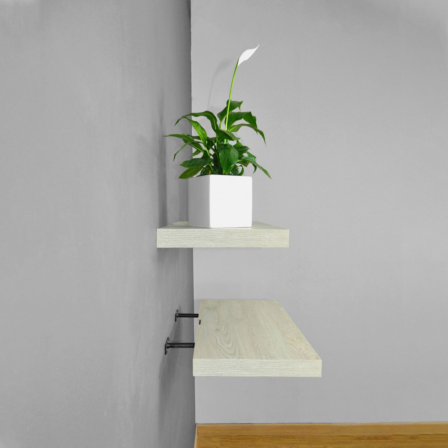 Soporte para repisa entamborada 20 cm (metal, negro, 25 kg)