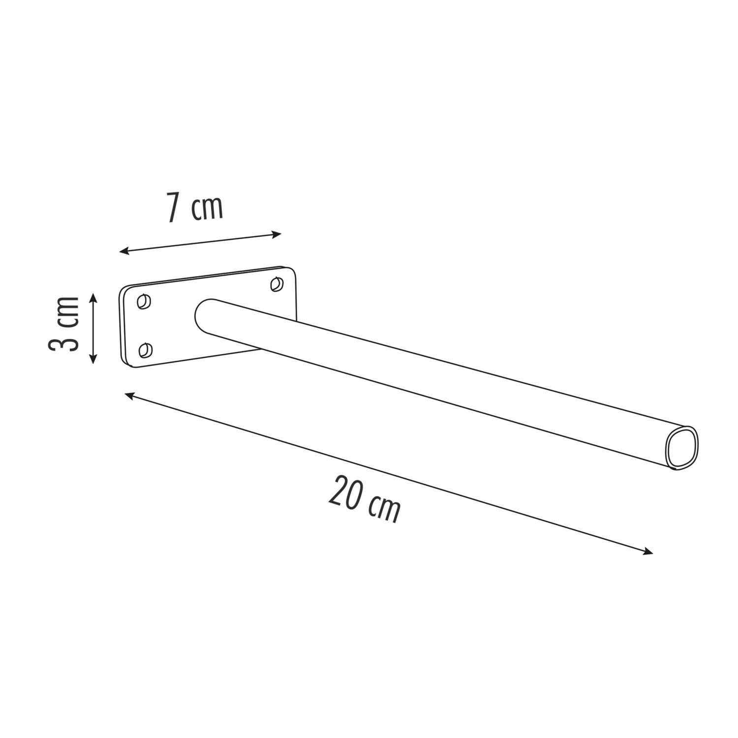 Soporte para repisa entamborada 20 cm (metal, negro, 25 kg)