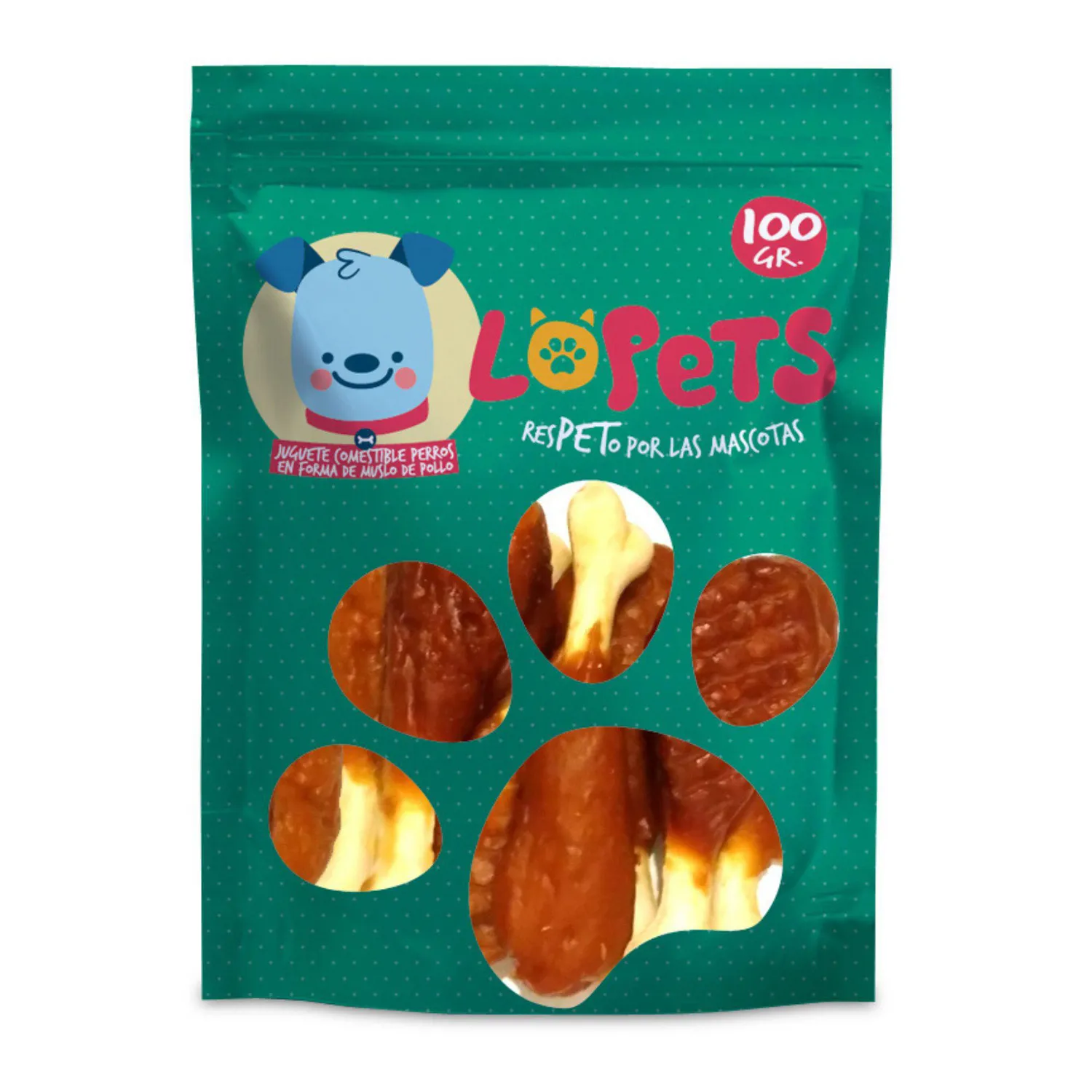 Juguete Comestible Perro Muslo De Pollo Lopets 100g