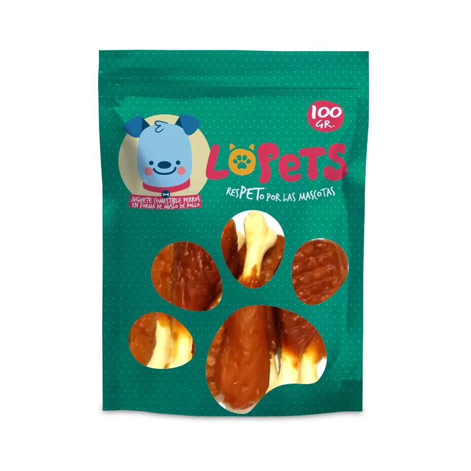 Juguete Comestible Perro Muslo De Pollo Lopets 100g