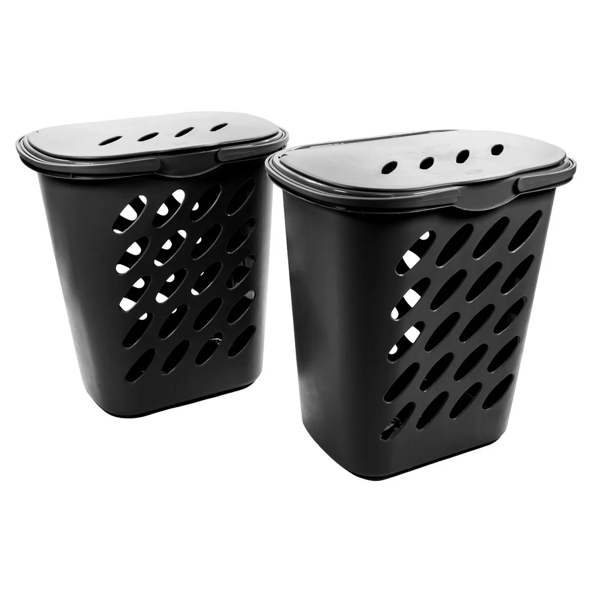 Set de 2 Canastas de Ropa con Tapa 46 Litros Gris Plata - Homecenter.com.co