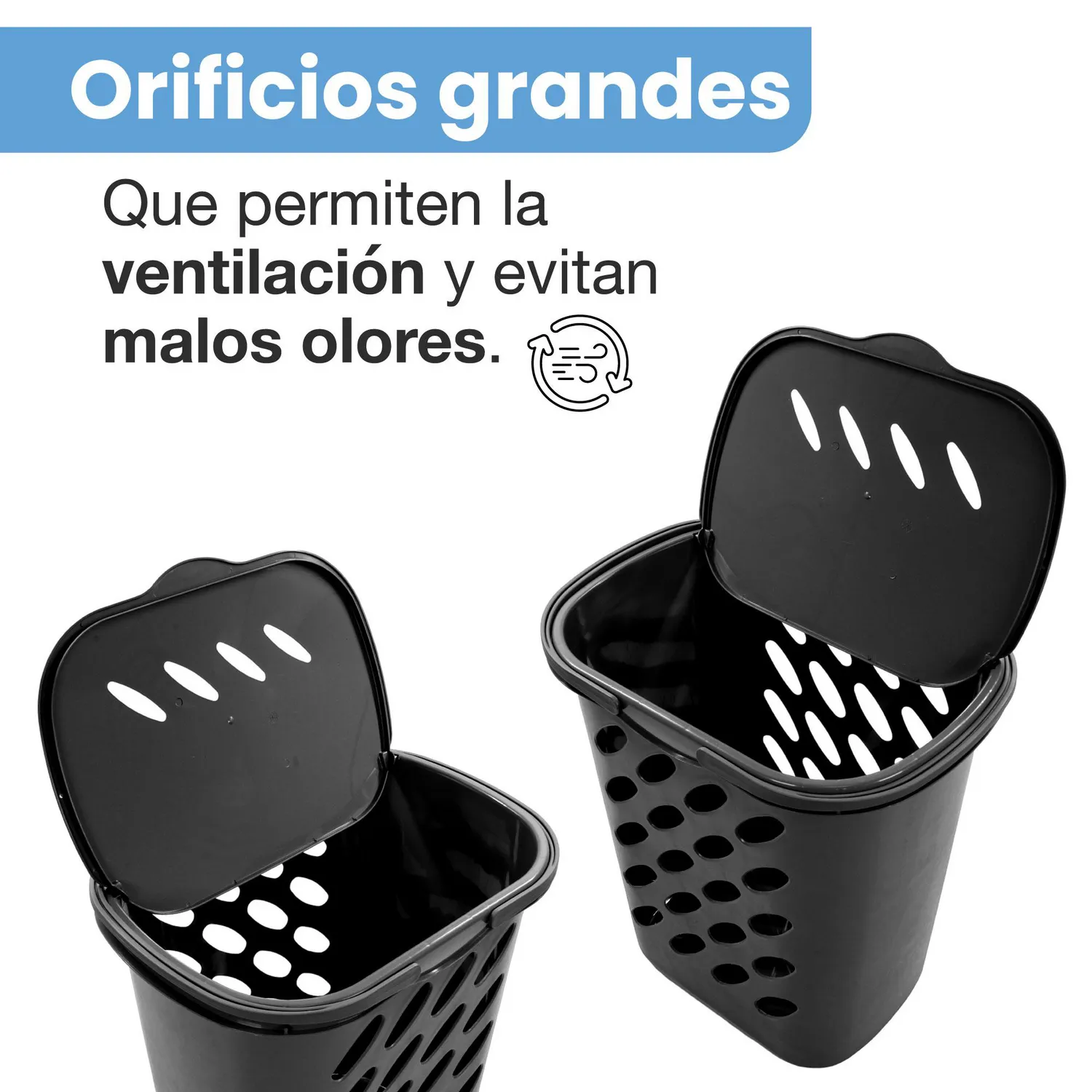 Set de 2 Canastas de Ropa con Tapa 46 Litros Gris Plata - Homecenter.com.co