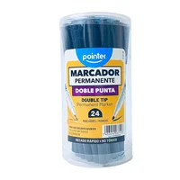 Marcador Permanente Negro Doble Punta Displ X24