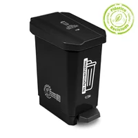 Caneca Plástica Pedal 10 Litros Negra Para Residuos No Aprovechables Eco