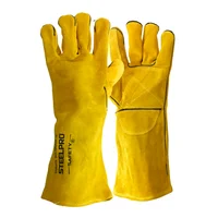 Paquete Por 12 Pares Guante Soldador Amarillo 16" Hilo Kevlar Steelpro