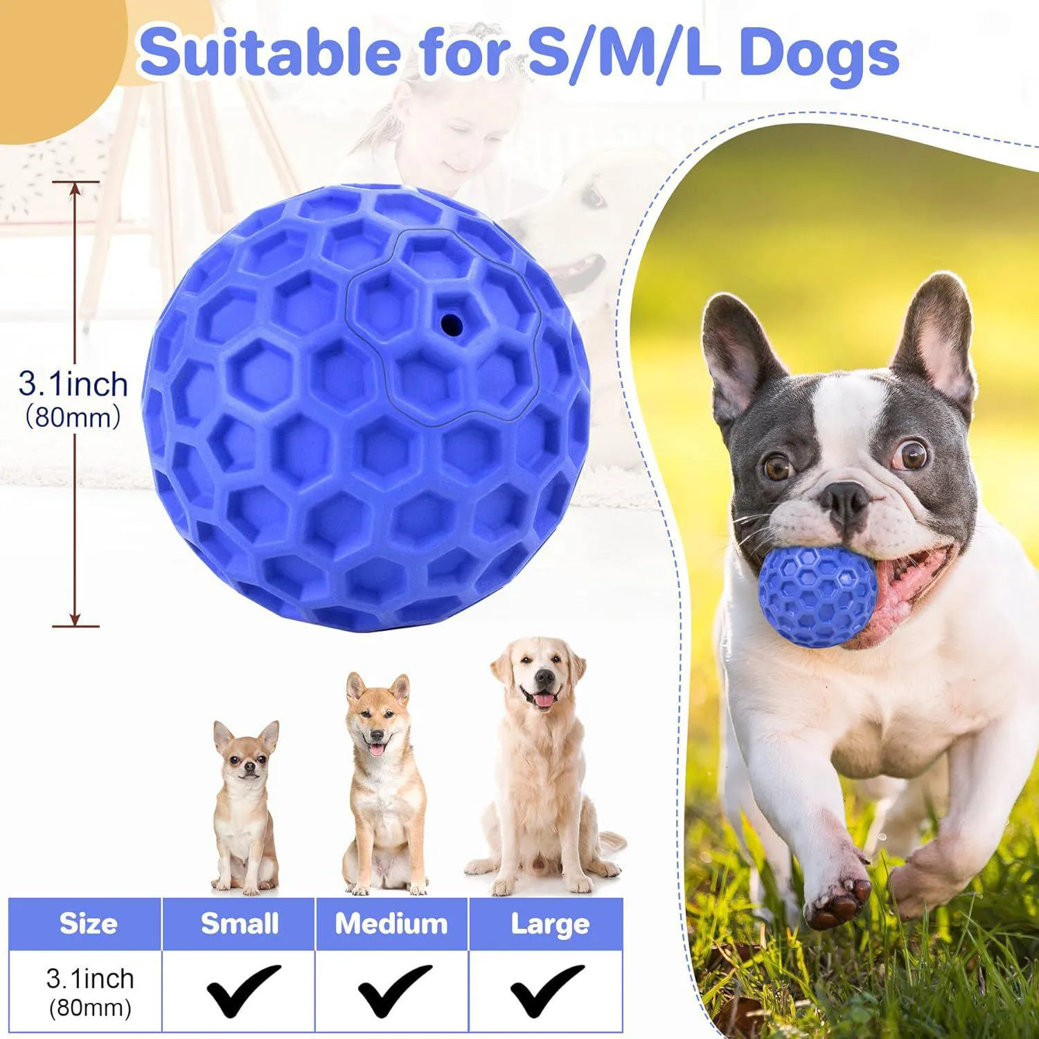 Pelota Chirriante Resistente Para Perros Que Limpia Dientes Y Reduce Ansiedad