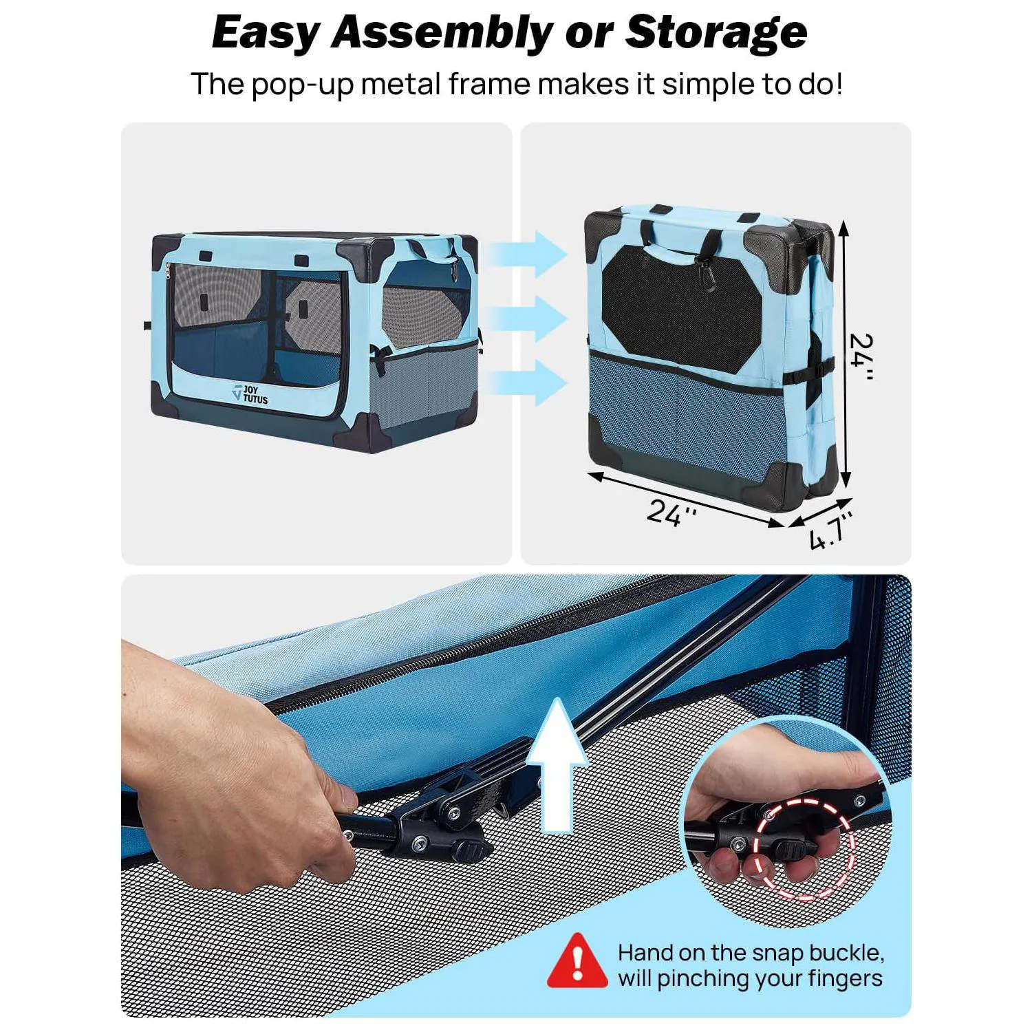 Jaula Plegable para Perros JOYTUTUS Portátil para Viajes y Auto 5