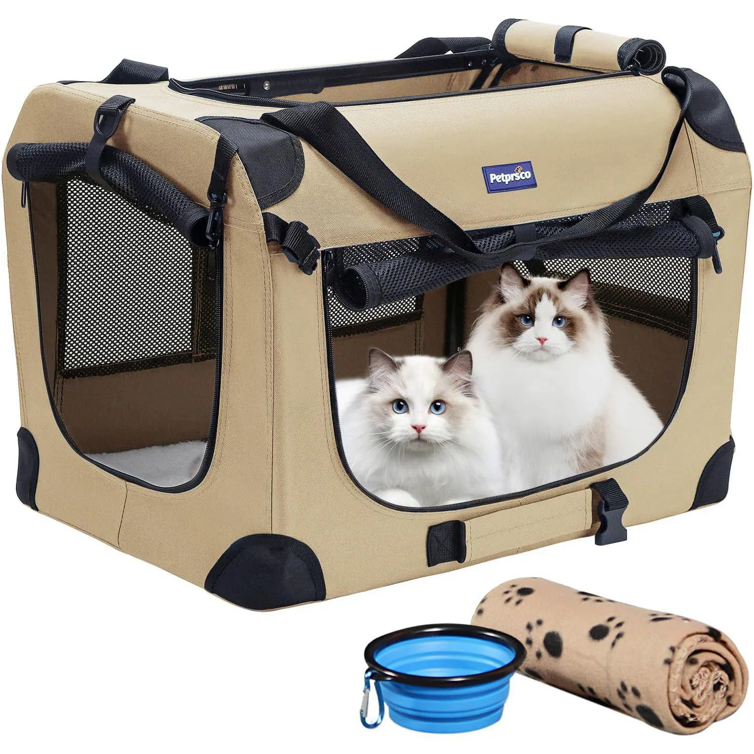 Jaula Plegable Petprsco para Perros con Manta y Cuenco de Viaje