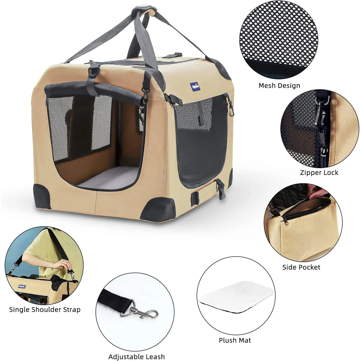 Jaula Plegable Petprsco para Perros con Manta y Cuenco de Viaje 4