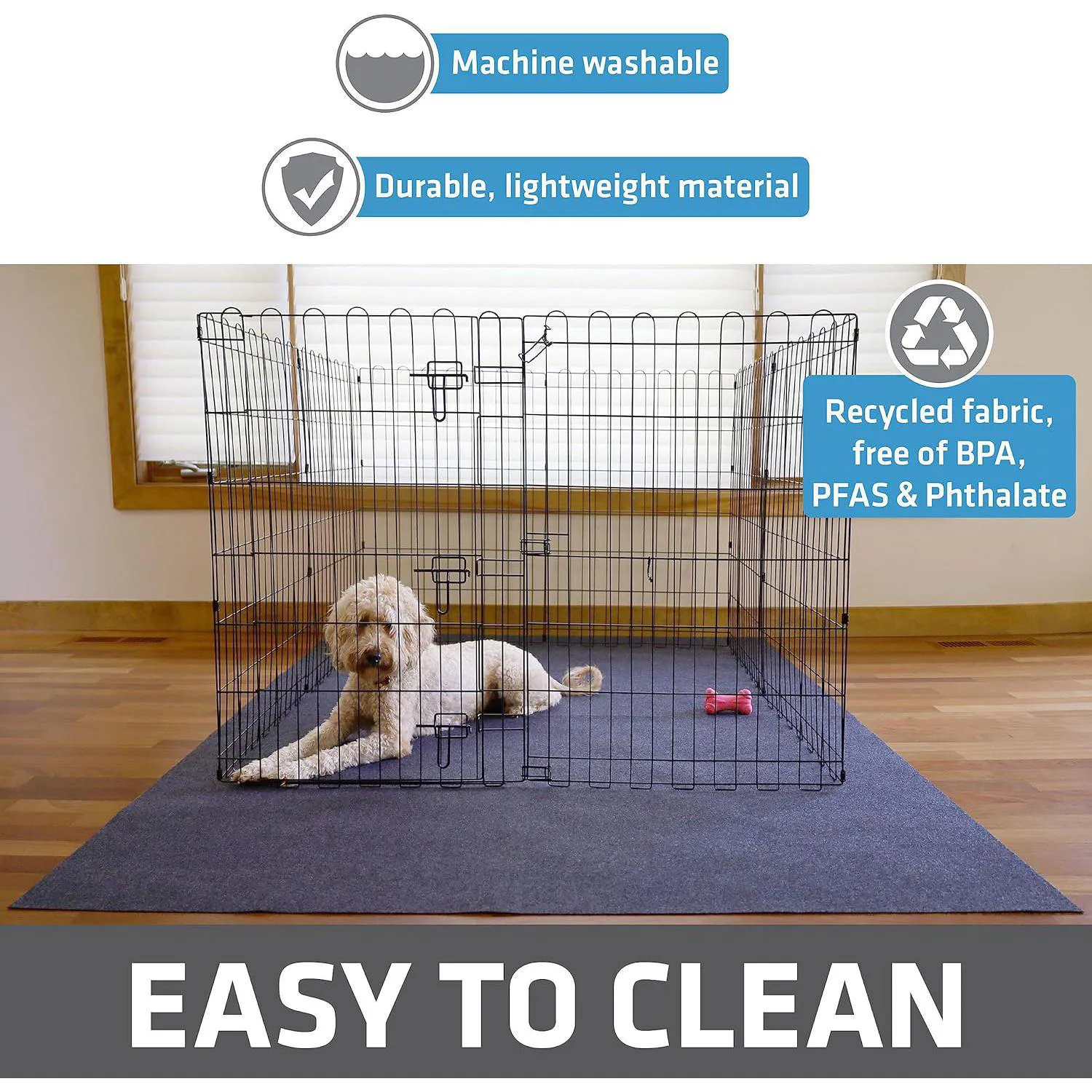 Tapete Lavable para Corral de Perros con Protección Total del Suelo 5