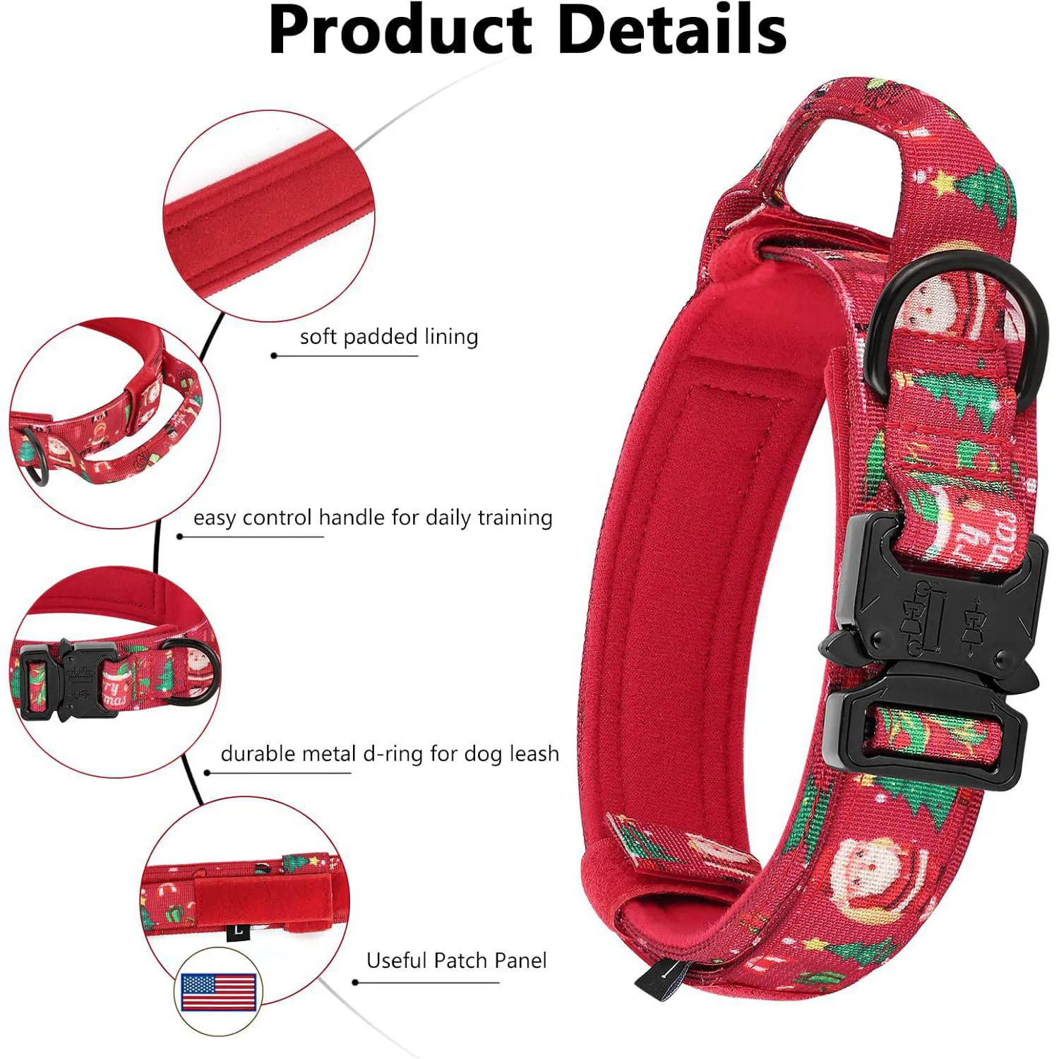 Collar Táctico para Perro Daganxi Ajustable con Asa y AirTag 3