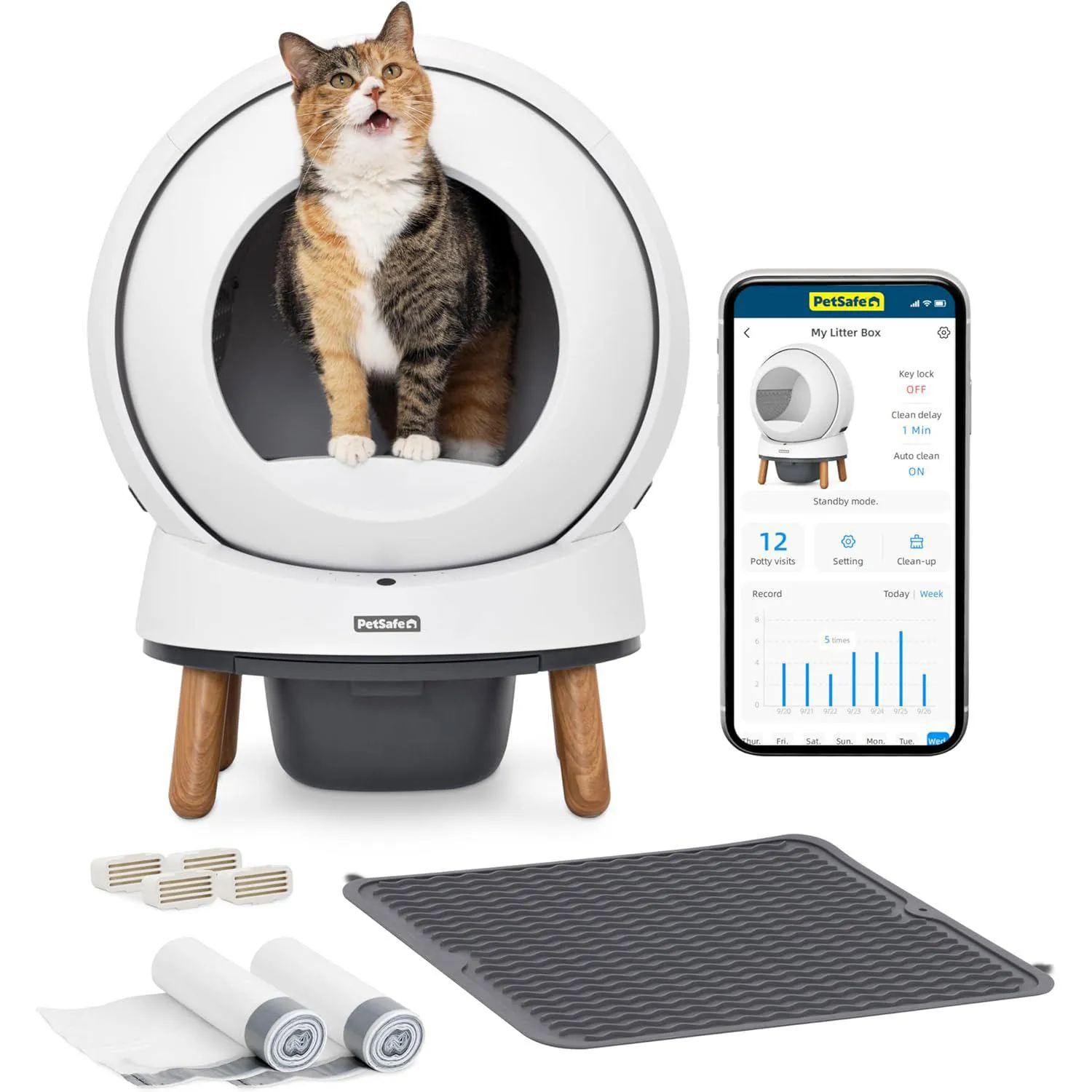 Arenero Automático para Gatos PetSafe ScoopFree SmartSpin con App y Control de Olores