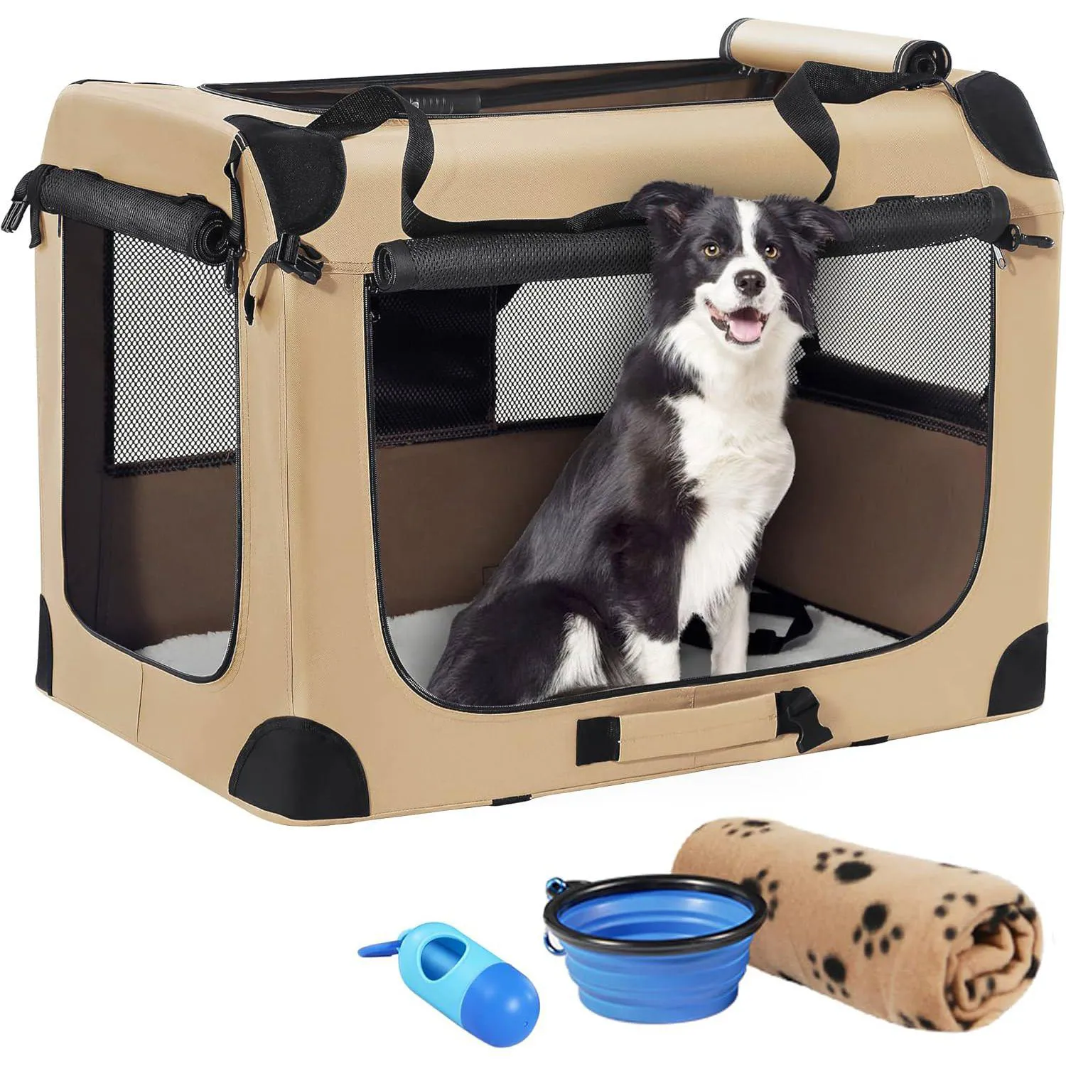 Jaula Portátil Petprsco para Perros Medianos con Accesorios Incluidos