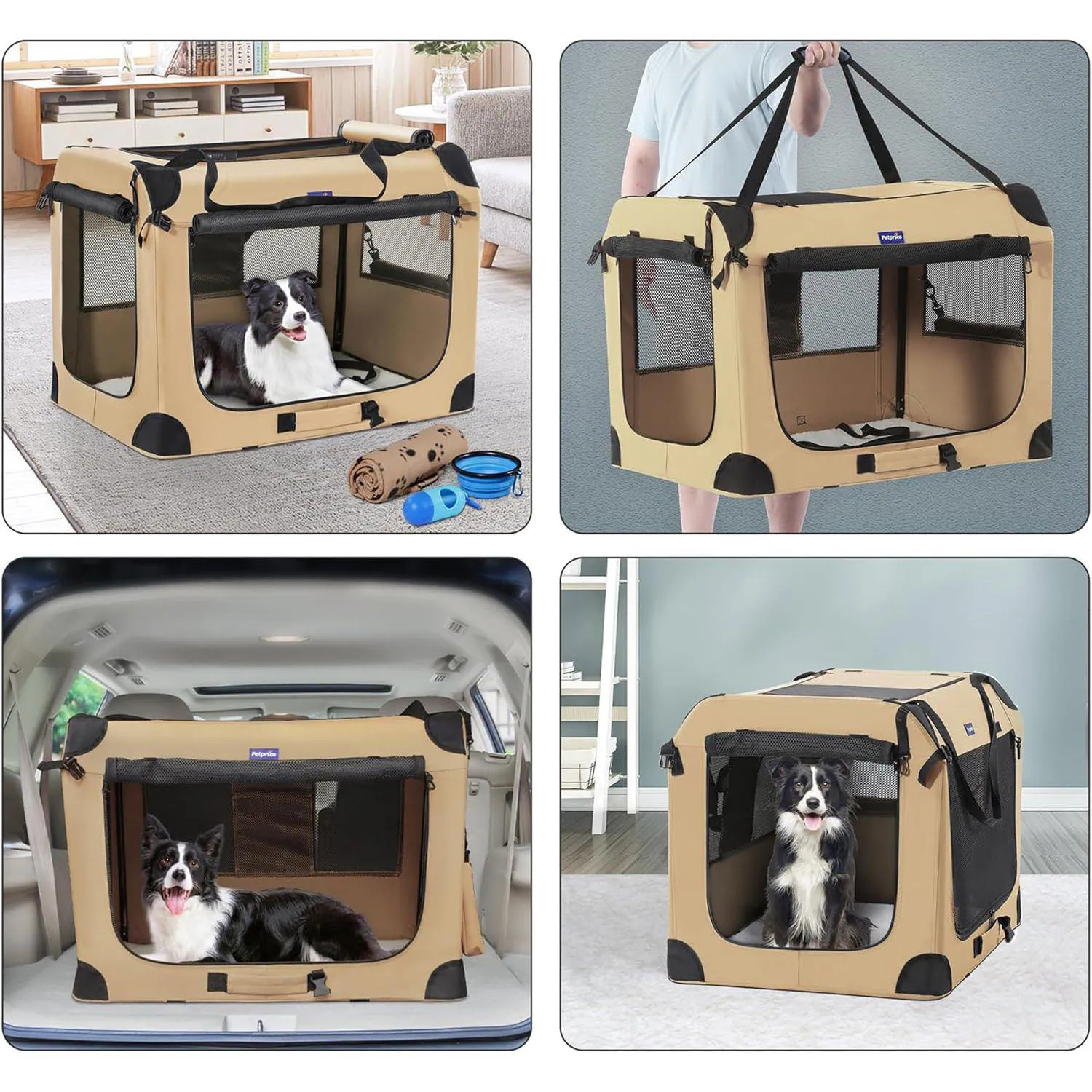 Jaula Portátil Petprsco para Perros Medianos con Accesorios Incluidos