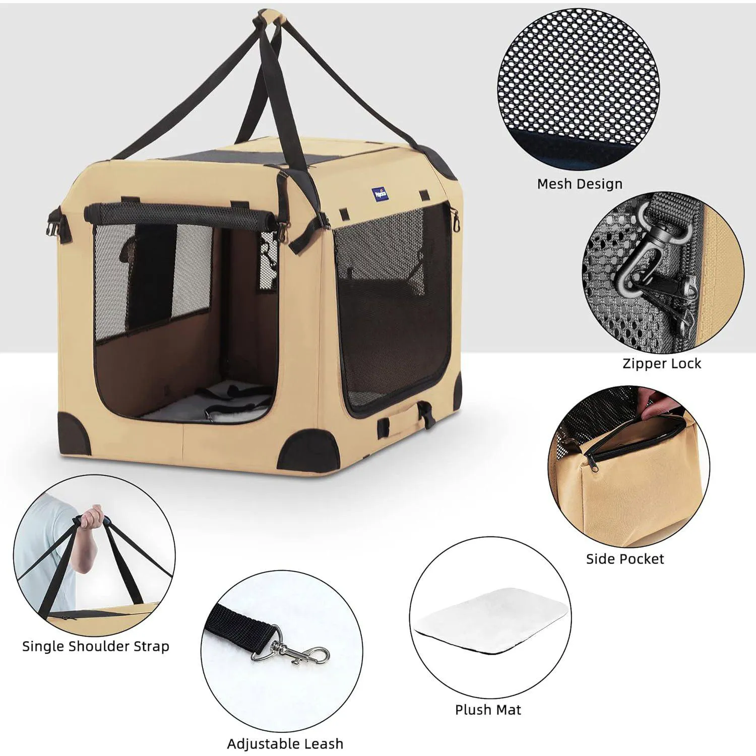 Jaula Portátil Petprsco para Perros Medianos con Accesorios Incluidos 3