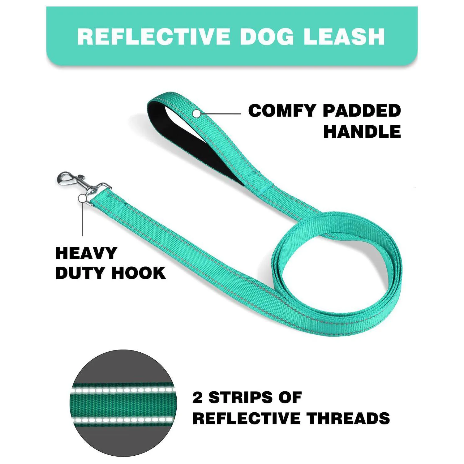 Correa Reflectante de Nylon para Perros Padded 6ft 3/4inch