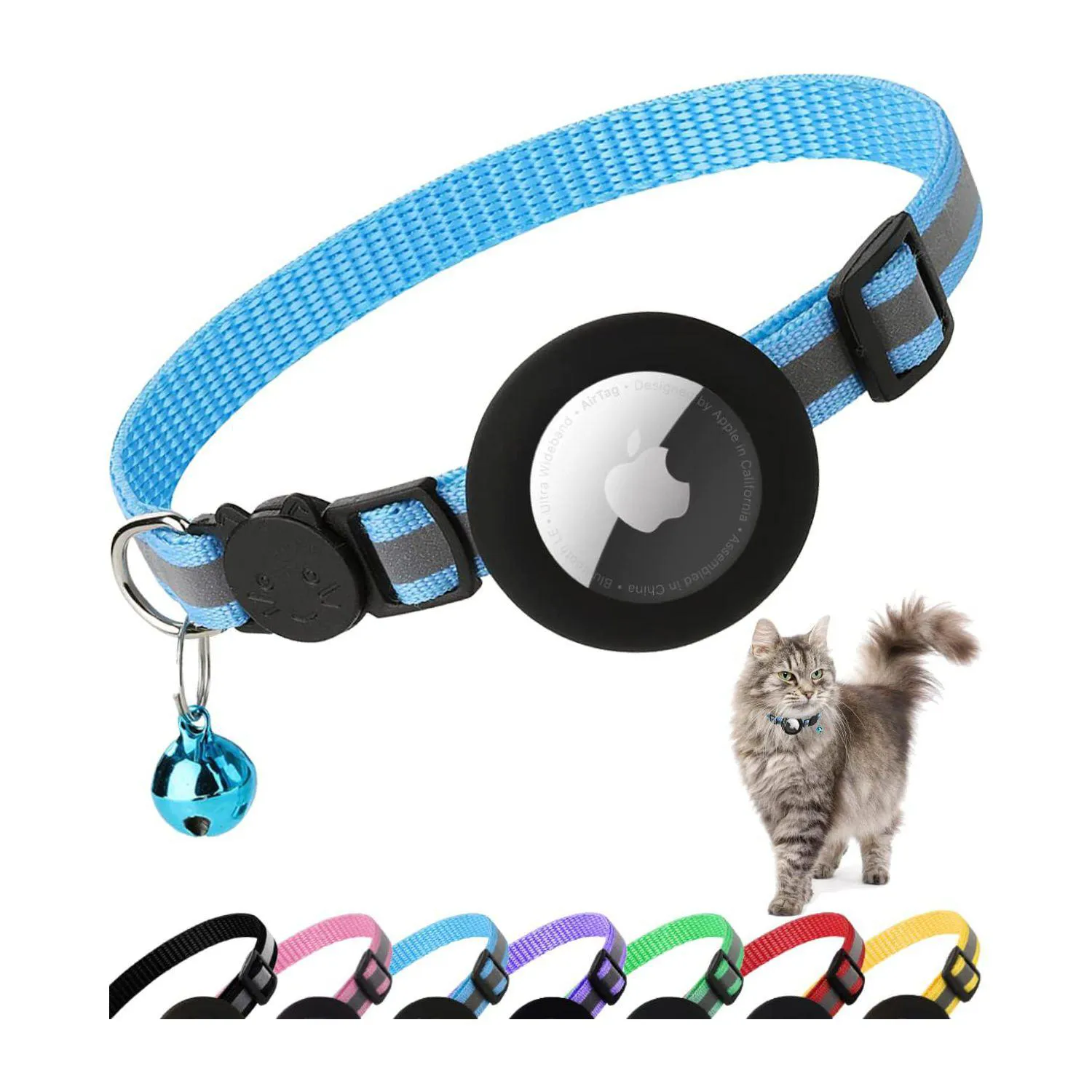Collar para Gato con Soporte AirTag Reflectante y Ligero