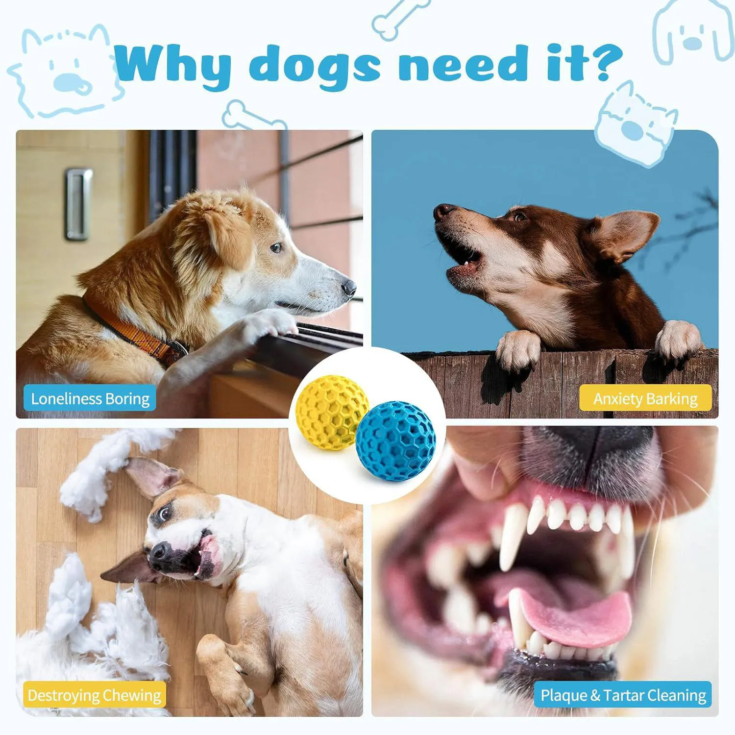 Pelotas Chirriantes Para Perros Resistentes Con Goma Natural Paquete De Dos 4