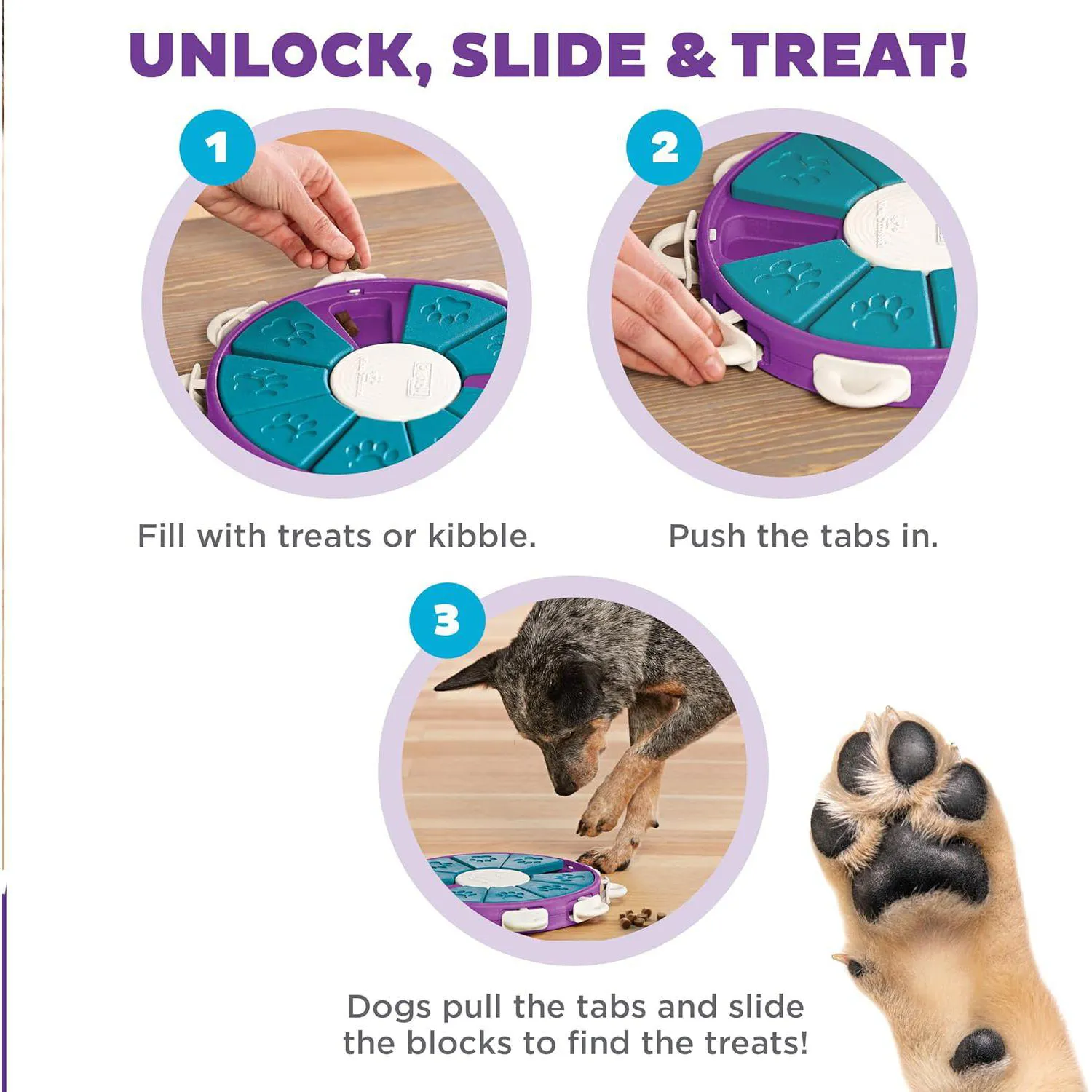 Juego Avanzado para Perros con Compartimentos para Premios y Deslizadores Interactivos 3