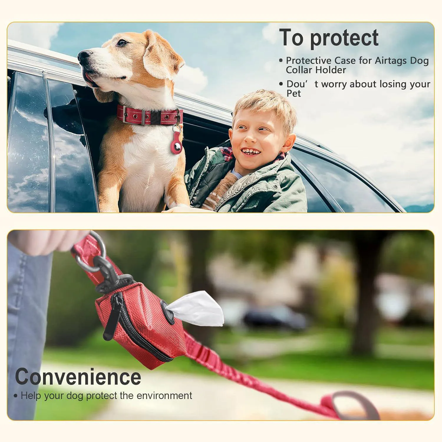 Collar De Perro Ajustable Con Funda Para AirTag Asa Reflectiva Y Dispensador 4