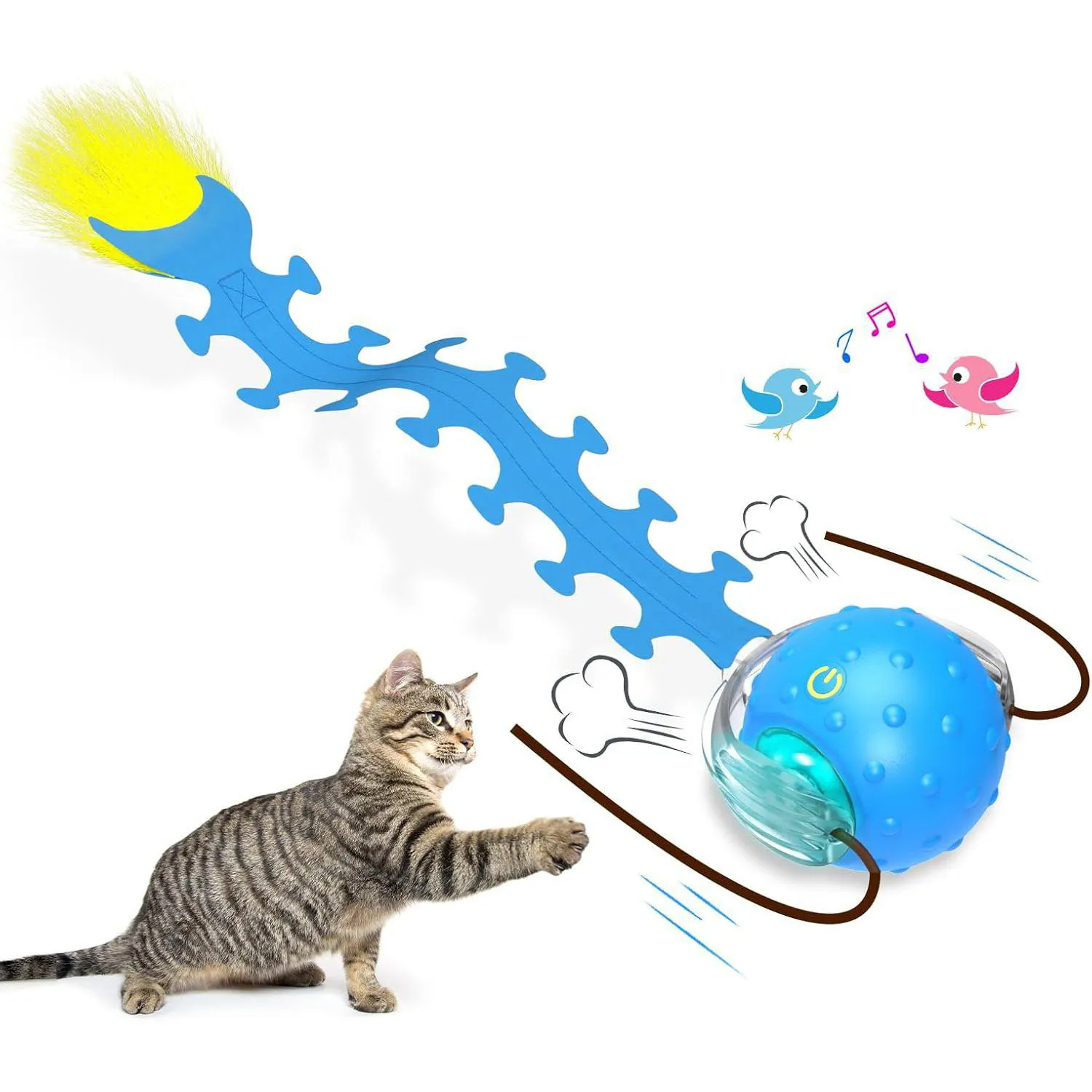 Pelota Interactiva para Gato con Movimiento Rápido y Sonido de Ave Activado por Contacto