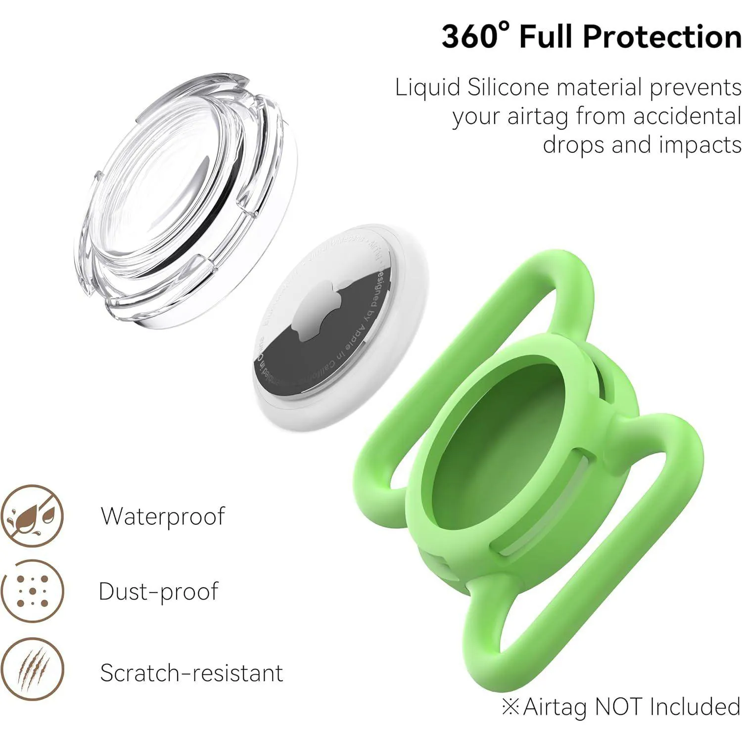 Soporte Verde para Airtag de Mascotas Impermeable Silicona Whoseid