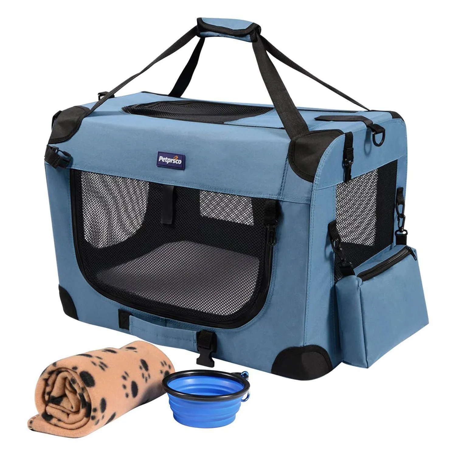 Jaula Portátil para Perros con Manta y Cuenco 24x17x17 cm