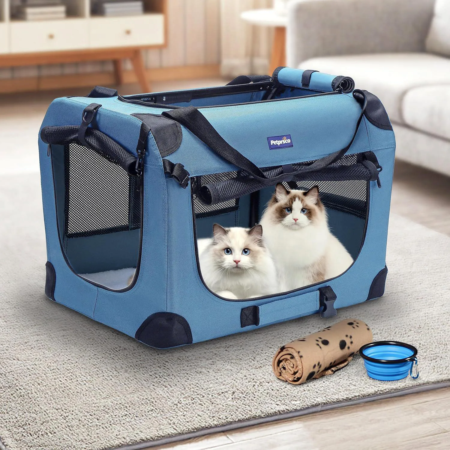 Jaula Portátil para Perros con Manta y Cuenco 24x17x17 cm
