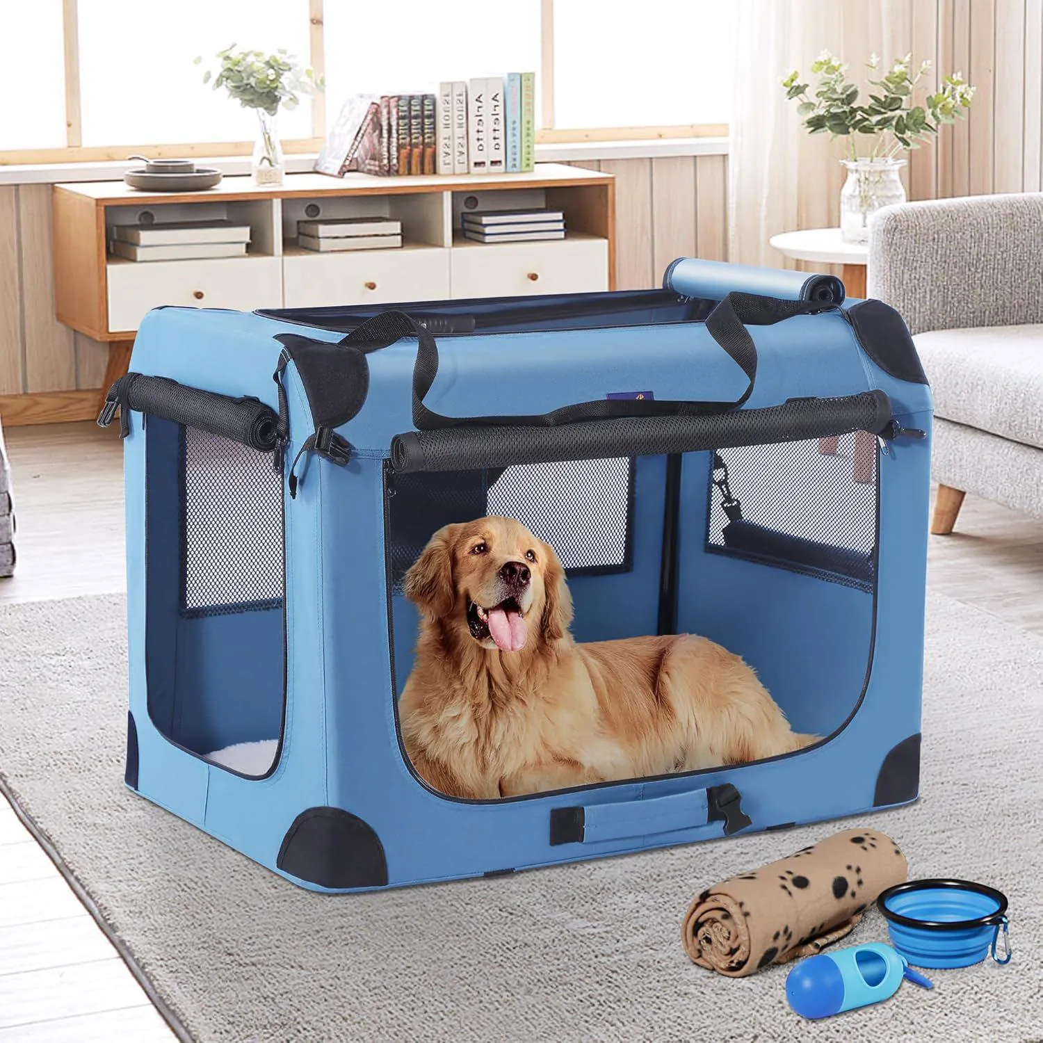 Jaula Portátil Petprsco XL para Perros Grandes con Accesorios Incluidos 6