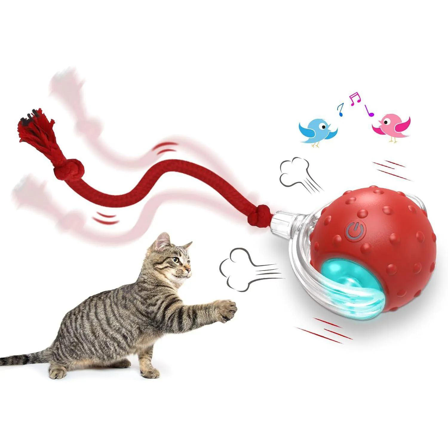 Pelota Interactiva para Gato con Movimiento Rápido y Sonido Activado por Contacto