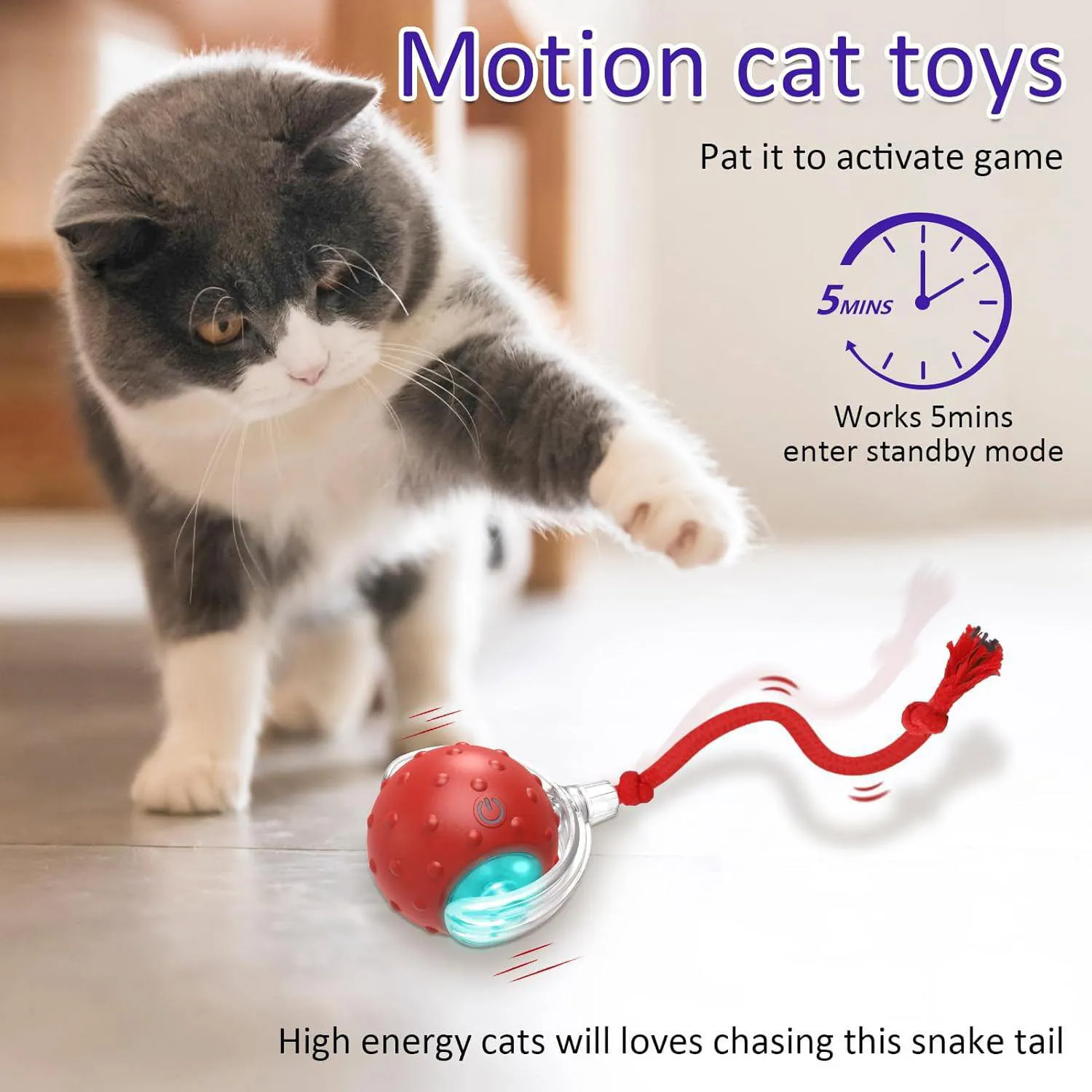Pelota Interactiva para Gato con Movimiento Rápido y Sonido Activado por Contacto 3