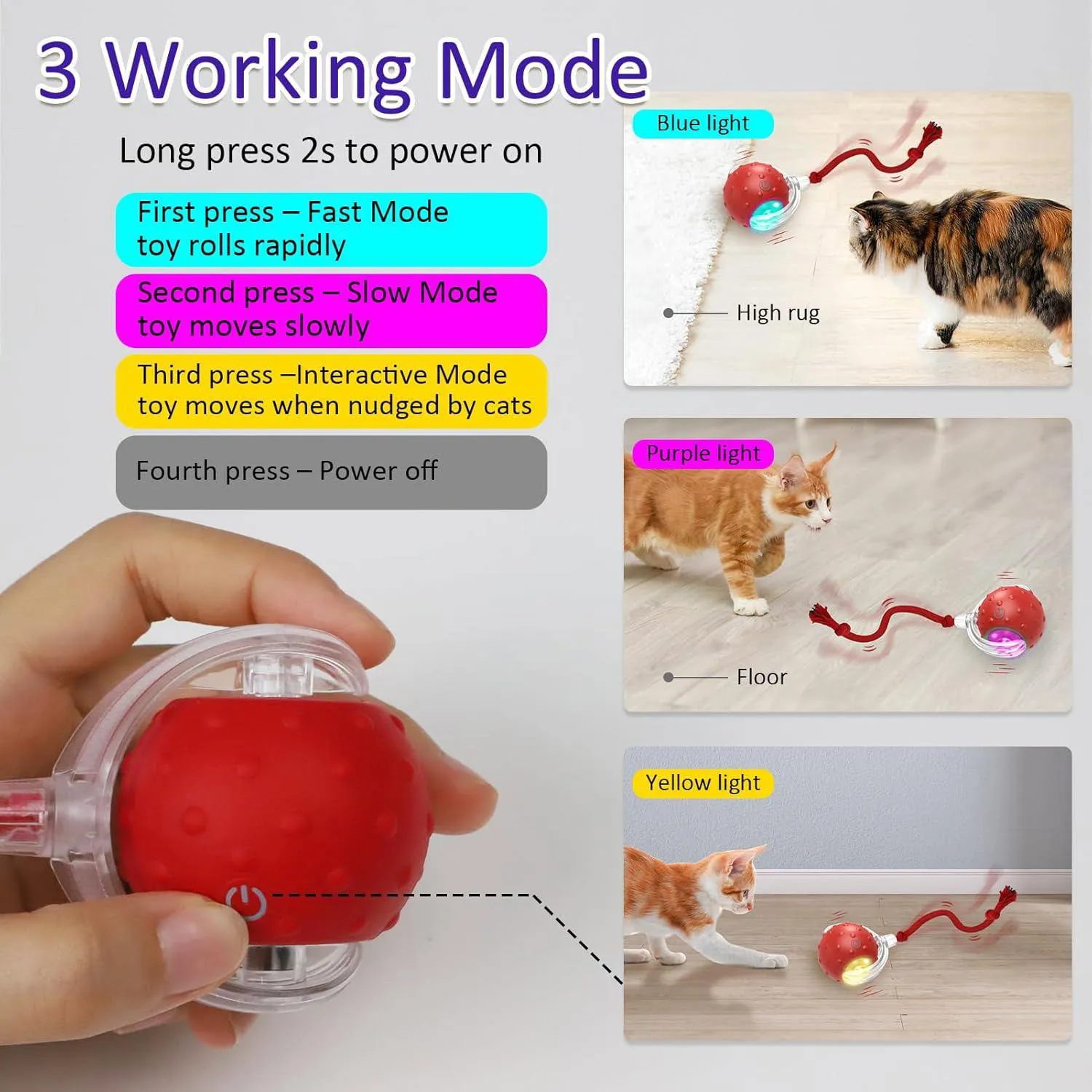 Pelota Interactiva para Gato con Movimiento Rápido y Sonido Activado por Contacto 4
