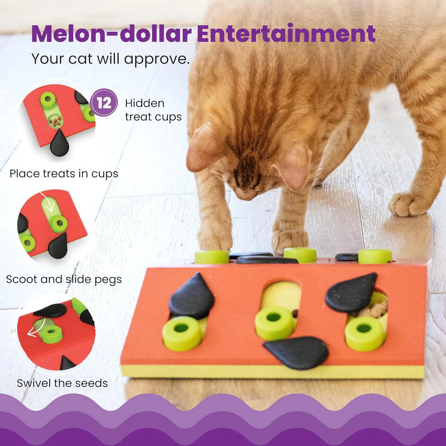 Rompecabezas Interactivo para Gato con Compartimientos para Premios y Alimentación Lenta 3