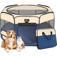 Corral Plegable Azul para Mascotas con Bolsa de Transporte Aivituvin