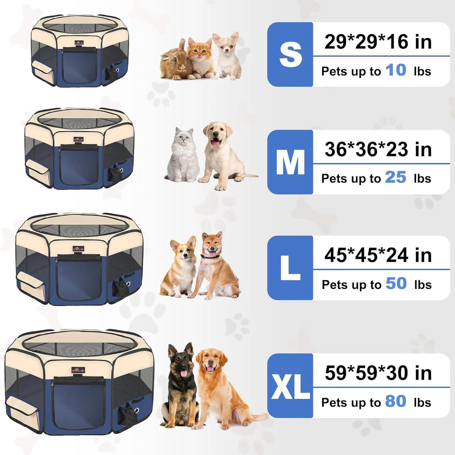 Corral Plegable Azul para Mascotas con Bolsa de Transporte Aivituvin 5