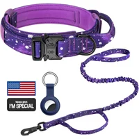 Collar Táctico XL Cielo Púrpura con Funda Airtag y Asa Daganxi