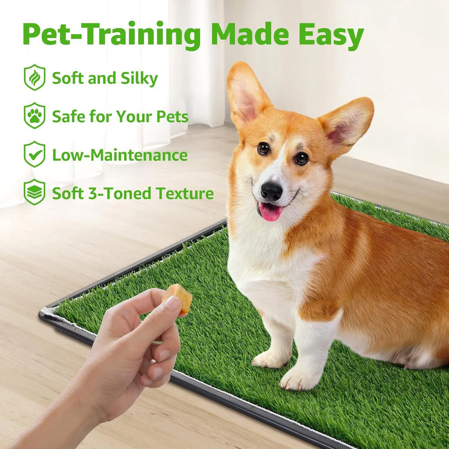 Baño Portátil para Perros con Césped Artificial y Bandeja Reutilizable Color Verde